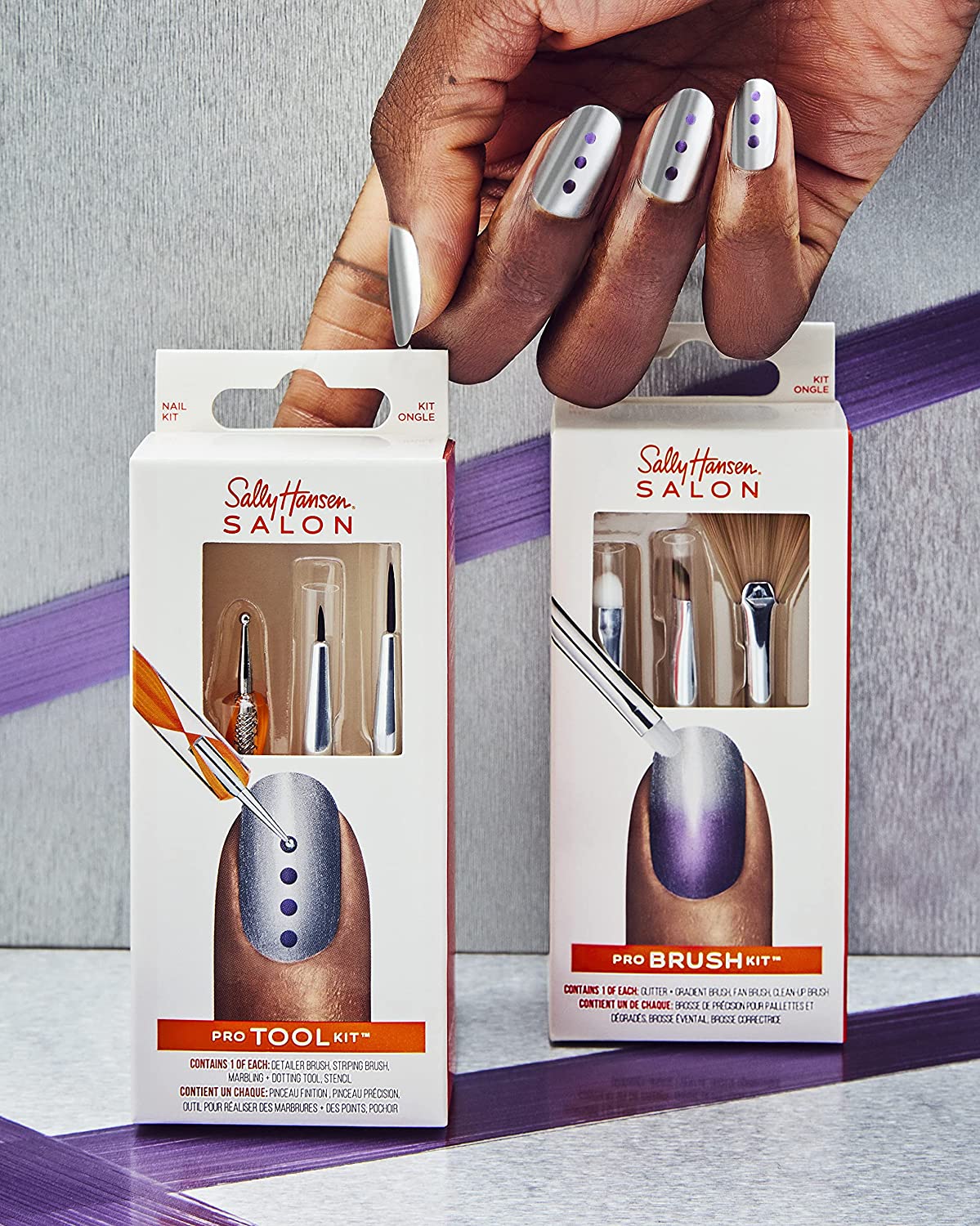 Sally Hansen Nail Salon Pro Tool Kit, 0.32 Oz, Nail Art Tools, Nail Dotting Tool, Easy to Use, Detailer Brush, Stripping Brush, Marbling and Dotting Tool - Image 3